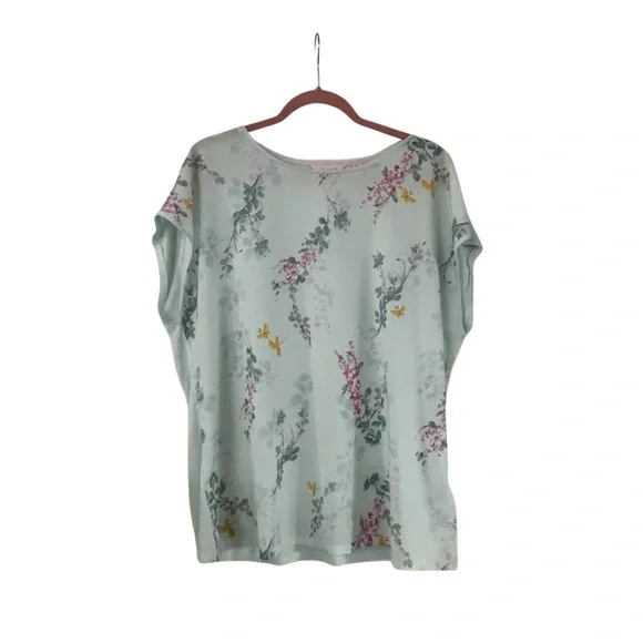 Ted Baker London Benlita Sorbet Tee Pale Green Floral Womens Size XL - Picture 2 of 5